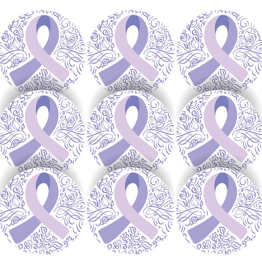 144 Purple Cancer Awareness 30mm Stickers for Support, Awareness, Charity