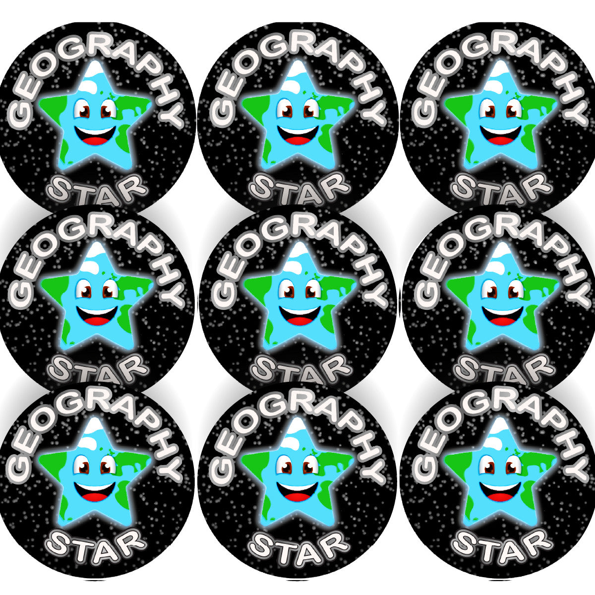 Sticker Stocker - 144 Star Geography - 30mm - Glossy Reward Stickers for Teachers & Parents