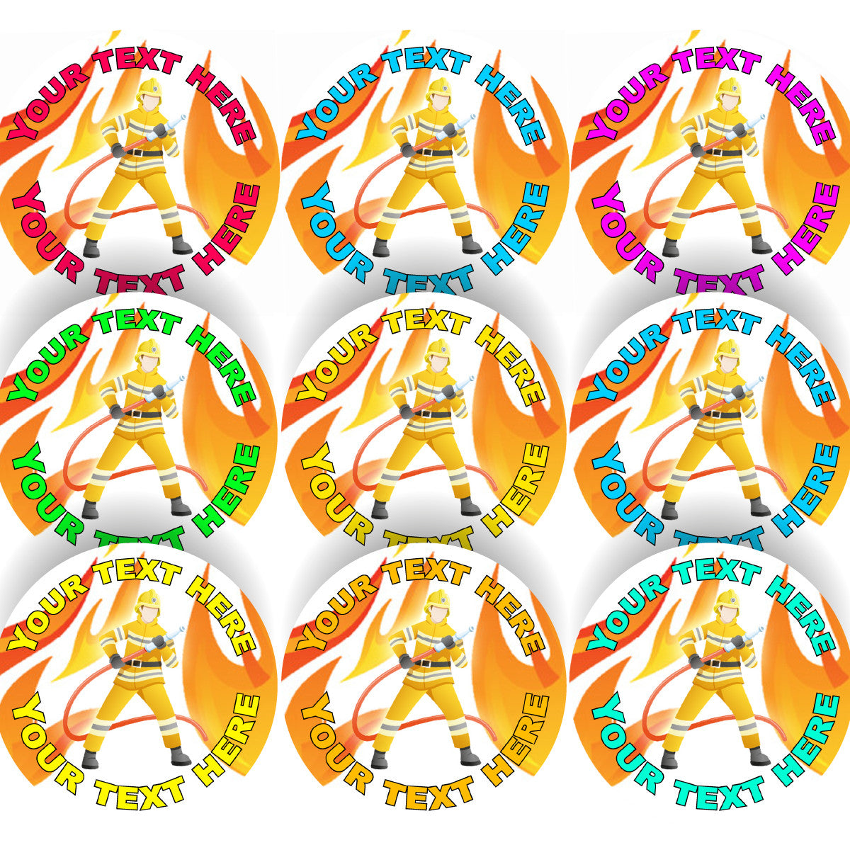 Sticker Stocker 144 Personalised Firefighter 30mm Reward Stickers for School Teachers, Parents and Nursery