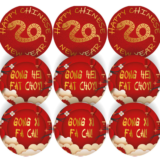 144 Happy Chinese New Year Celebration 30mm Glossy Stickers