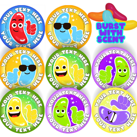 120 Cool Beans Jellybean Scented Personalised Stickers - 30 mm - School Teachers