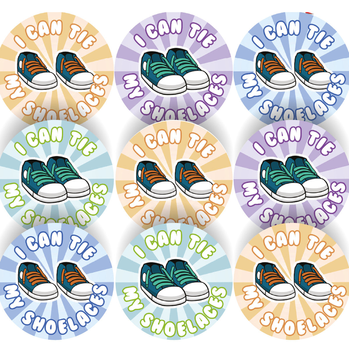 144 I Can Tie My Shoelaces 30 mm Reward Stickers for Teachers and Parents