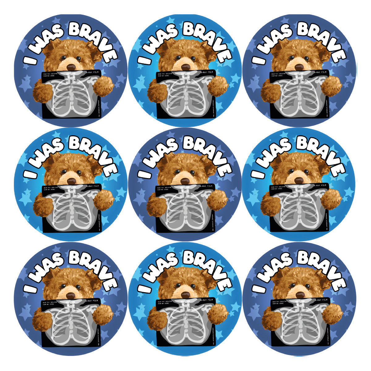 Sticker Stocker - 144 Bear Bones Bravery - 30mm Glossy Reward Stickers for Teachers & Parents