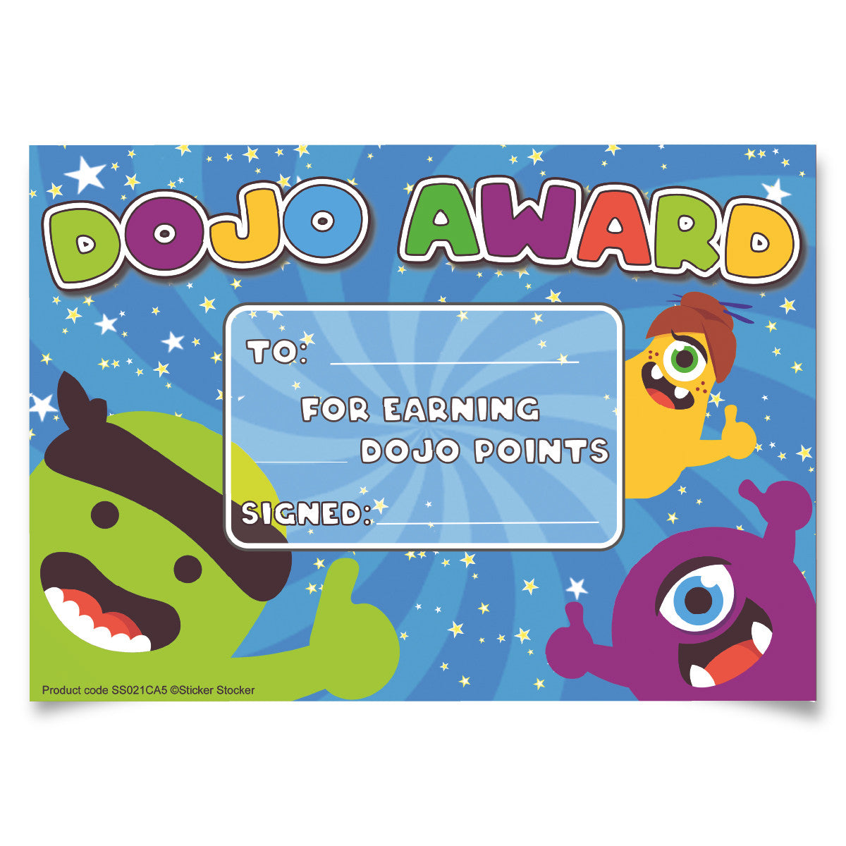 30 Dojo award certificates for school teachers, 250gsm A5 silk finish card