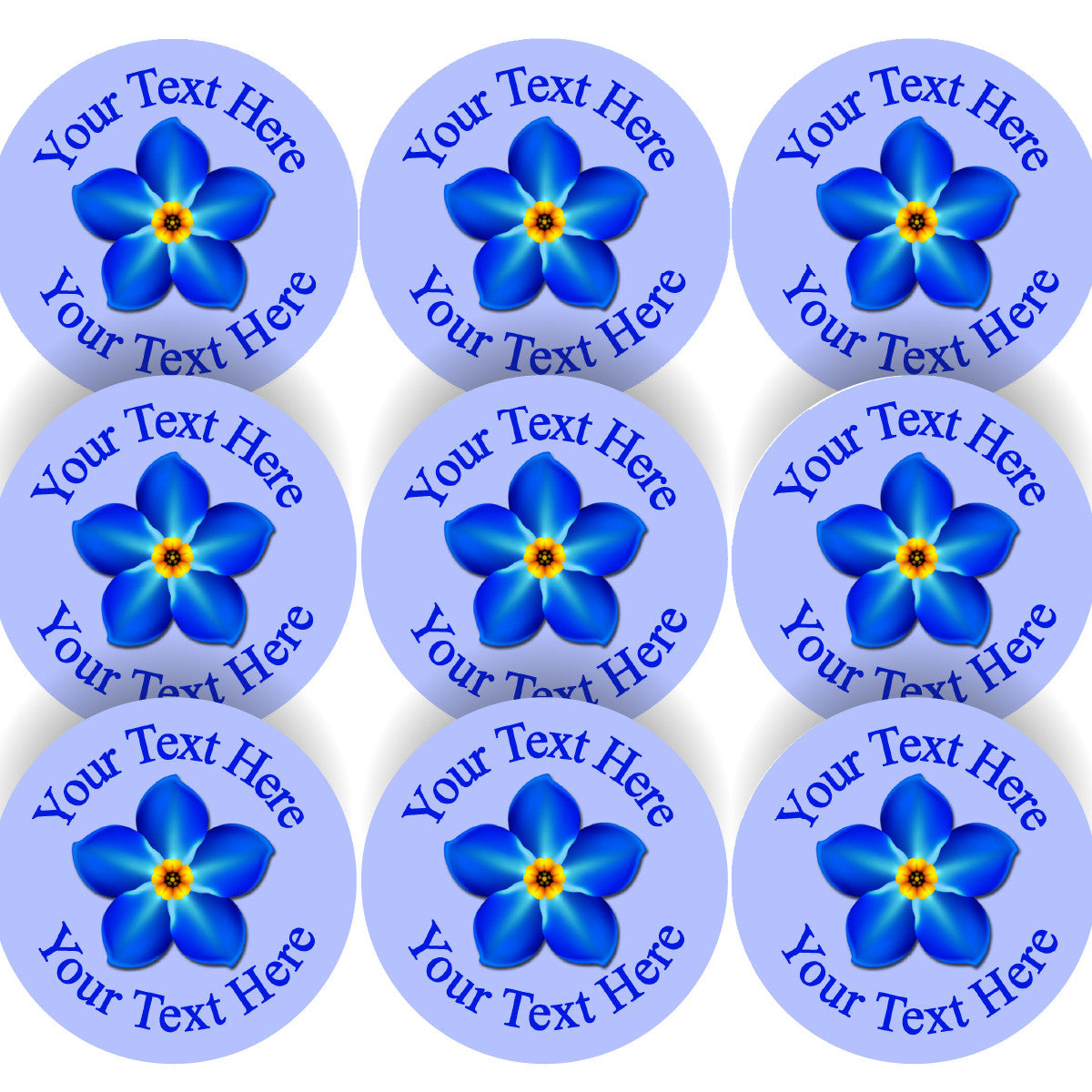 Sticker Stocker 144 Personalised Forget me Not 30mm Stickers School Teachers, Alzheimer's Dementia Flower