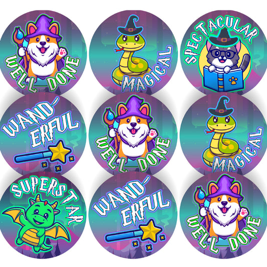 144 Wonderful Wizards Reward Stickers - 30mm - Teacher Parents School Nursery