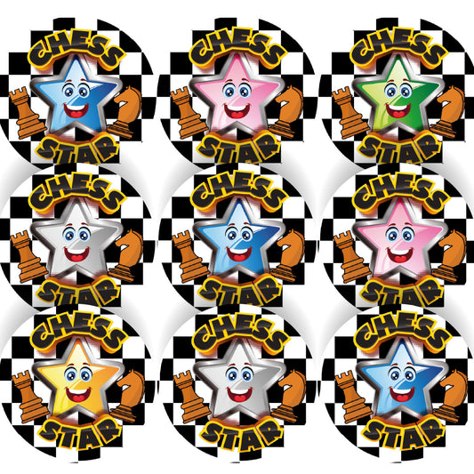 144 Chess Star 30 mm Reward Stickers for Tournaments, School Teachers, Parents and Nursery