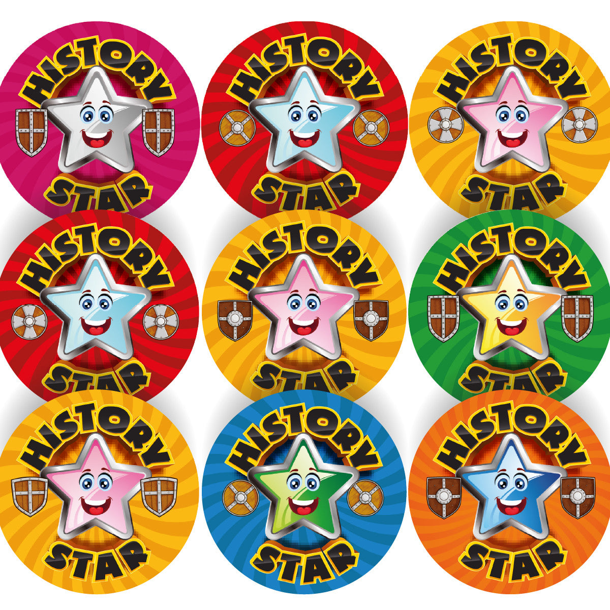 Sticker Stocker - 144 Star History - 30mm - Glossy Reward Stickers for Teachers & Parents