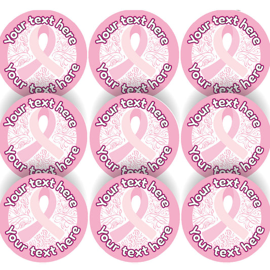 144 Breast Cancer Awareness Personalised 30mm Stickers Teachers, Parents, Schools