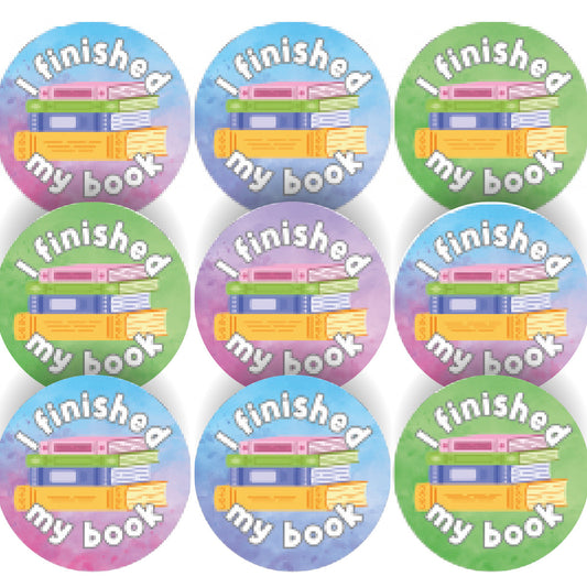 144 I Finished My Book Reward Stickers 30mm Positivity Reward Stickers for Teachers or Parents