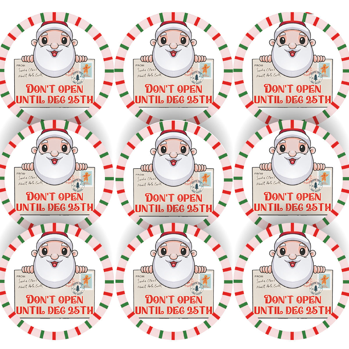 144 Don't Open Until Dec 25th Christmas Santa Stickers for Teachers, Parents 30mm diameter