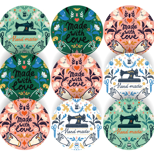 SS40730 144 Handmade Sewing  30mm Stickers Glossy  Crafting Gift Packaging Seal Labels