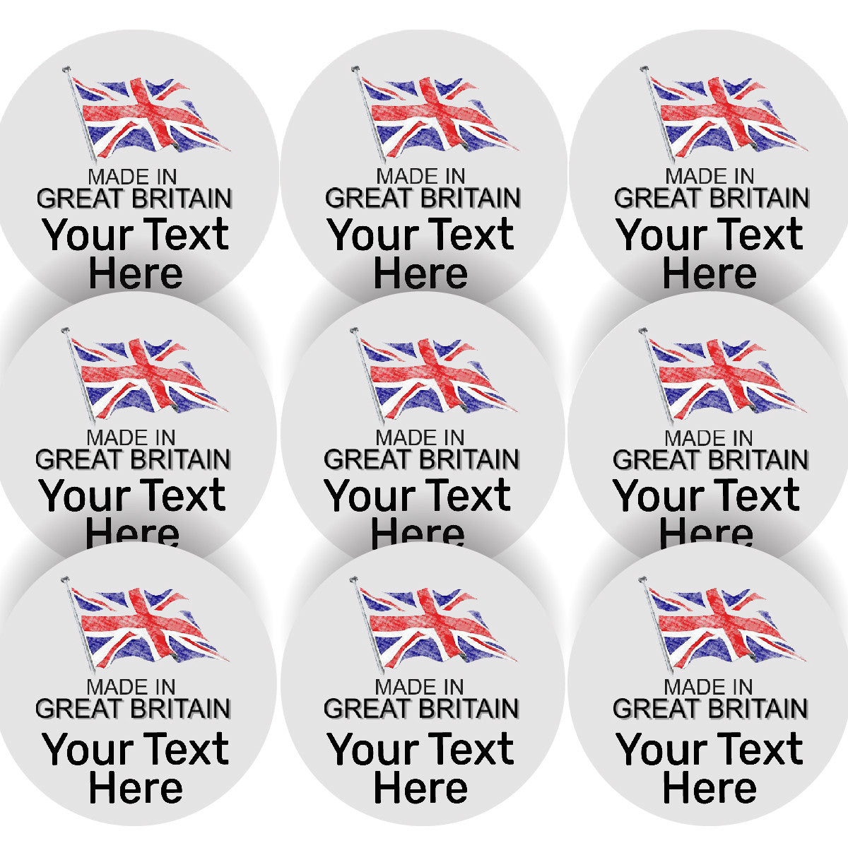 Sticker Stocker - 144 Personalised Made in Great Britain 30mm Union Jack UK Glossy Stickers Labels