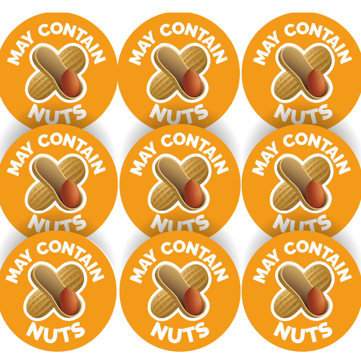 Sticker Stocker - 144 Warning May contain Nuts Food Allergy - 30mm - Glossy Food Label Stickers