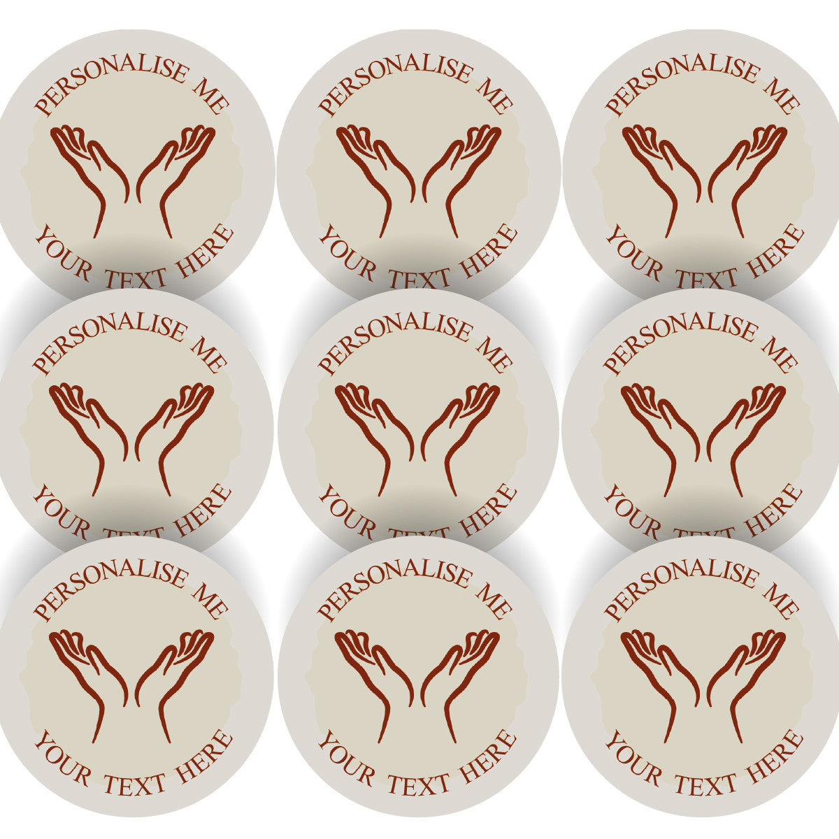 144 Hands Personalised 30mm Reward Stickers for School Teachers