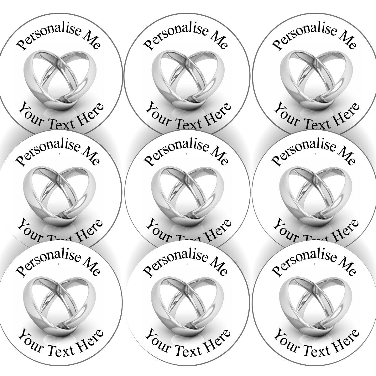 Sticker Stocker - 144 Wedding Ring Personalised 30 mm Glossy Stickers Invitation Favours Labels