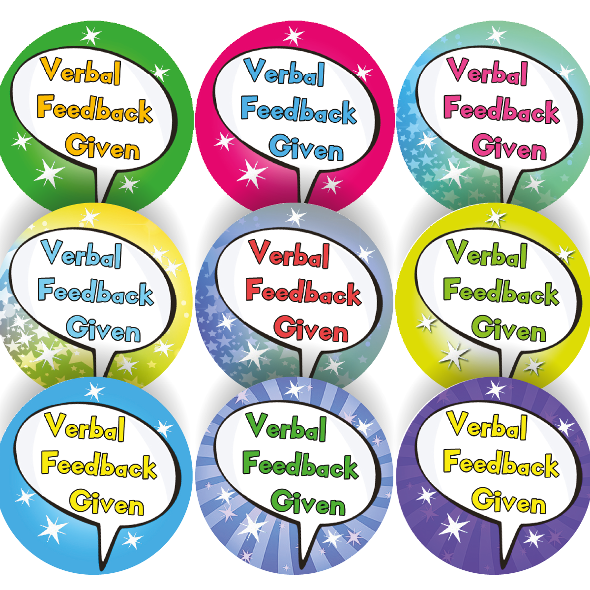 Sticker Stocker 144 Verbal Feedback Given 30mm Reward Stickers for Teachers, Parents and Party Bags