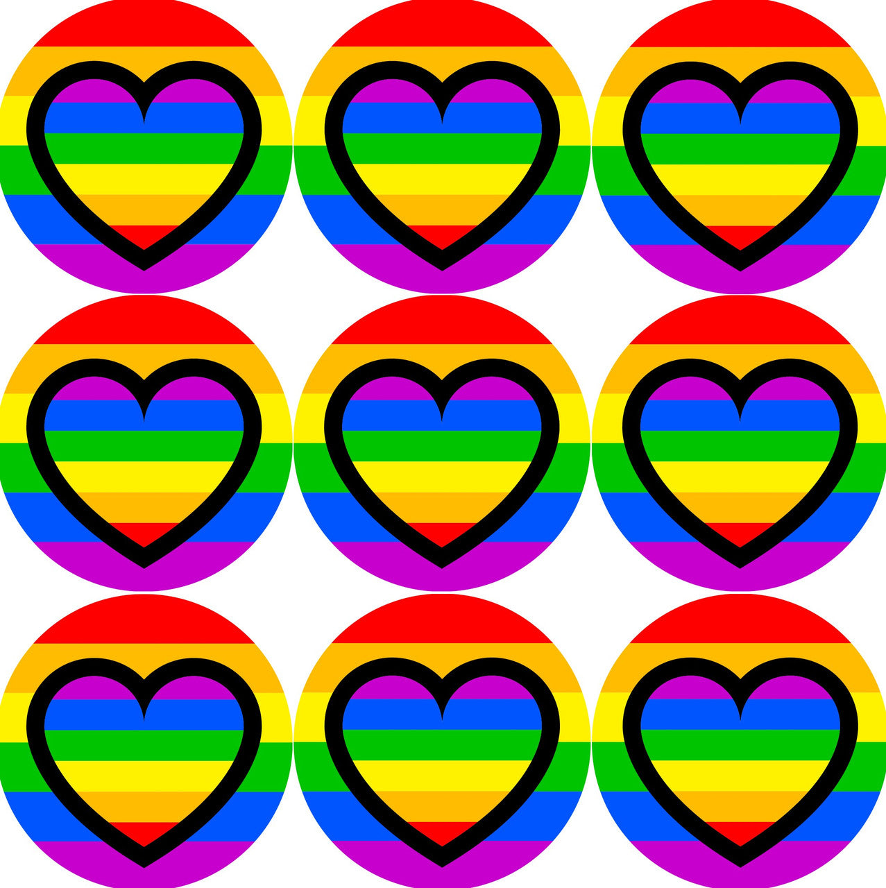 Sticker Stocker - 144 Rainbow Hearts 30mm Rainbow themed Heart Stickers