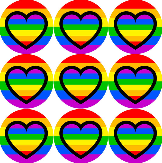 Sticker Stocker - 144 Rainbow Hearts 30mm Rainbow themed Heart Stickers