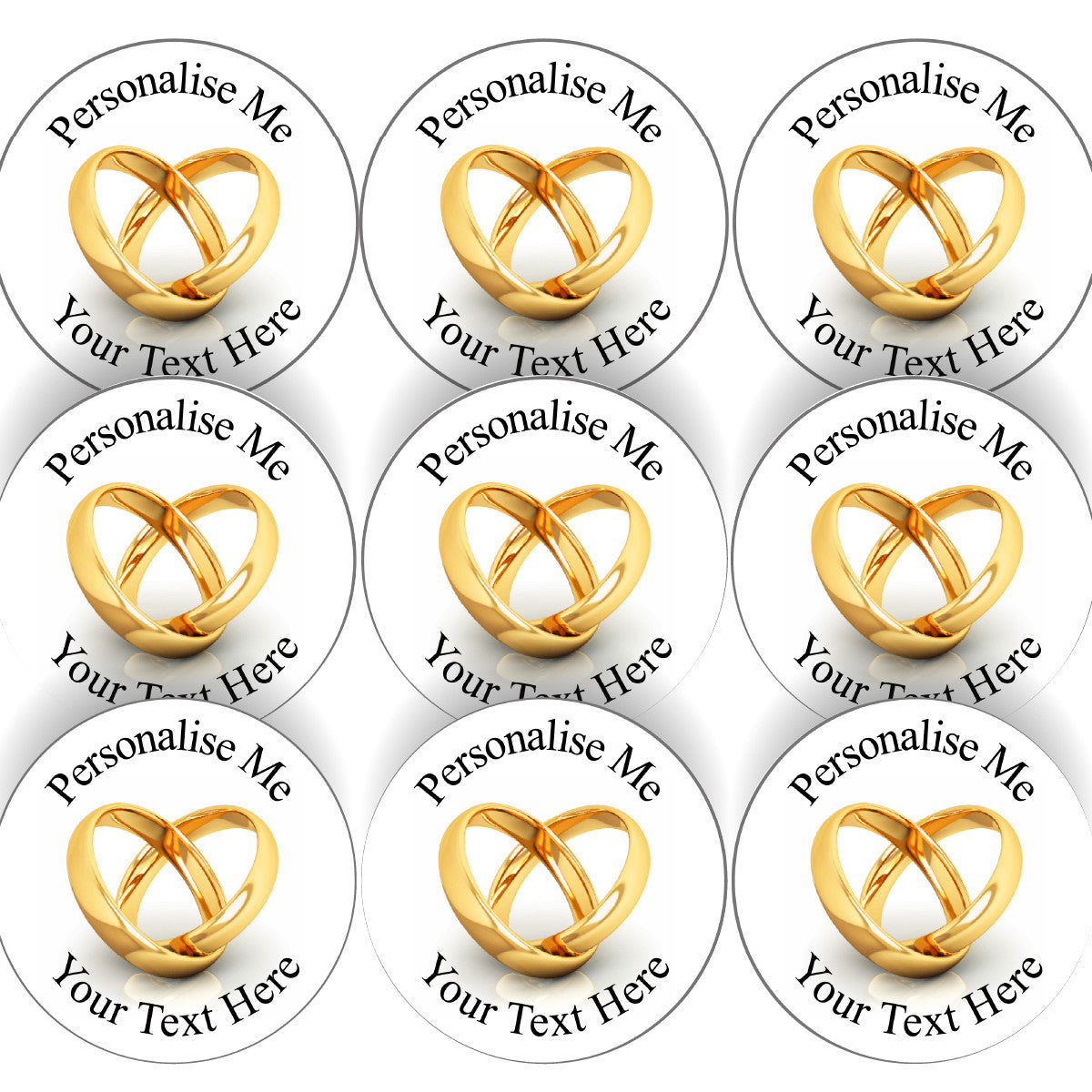 Sticker Stocker - 144 Wedding Ring Personalised 30 mm Glossy Stickers Invitation Favours Labels
