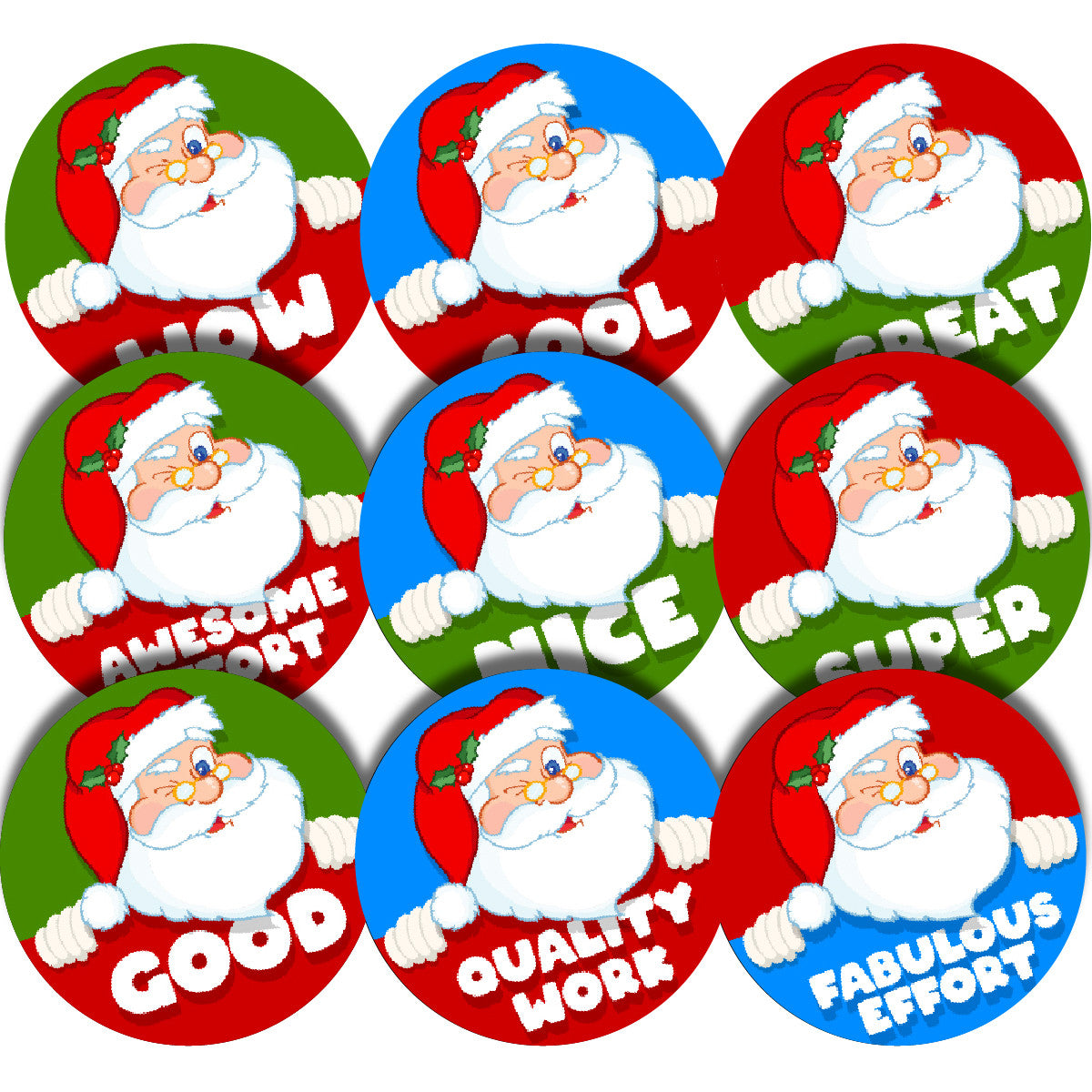 Sticker Stocker - 144 Santa Praise Words 30mm Glossy Christmas Reward Stickers