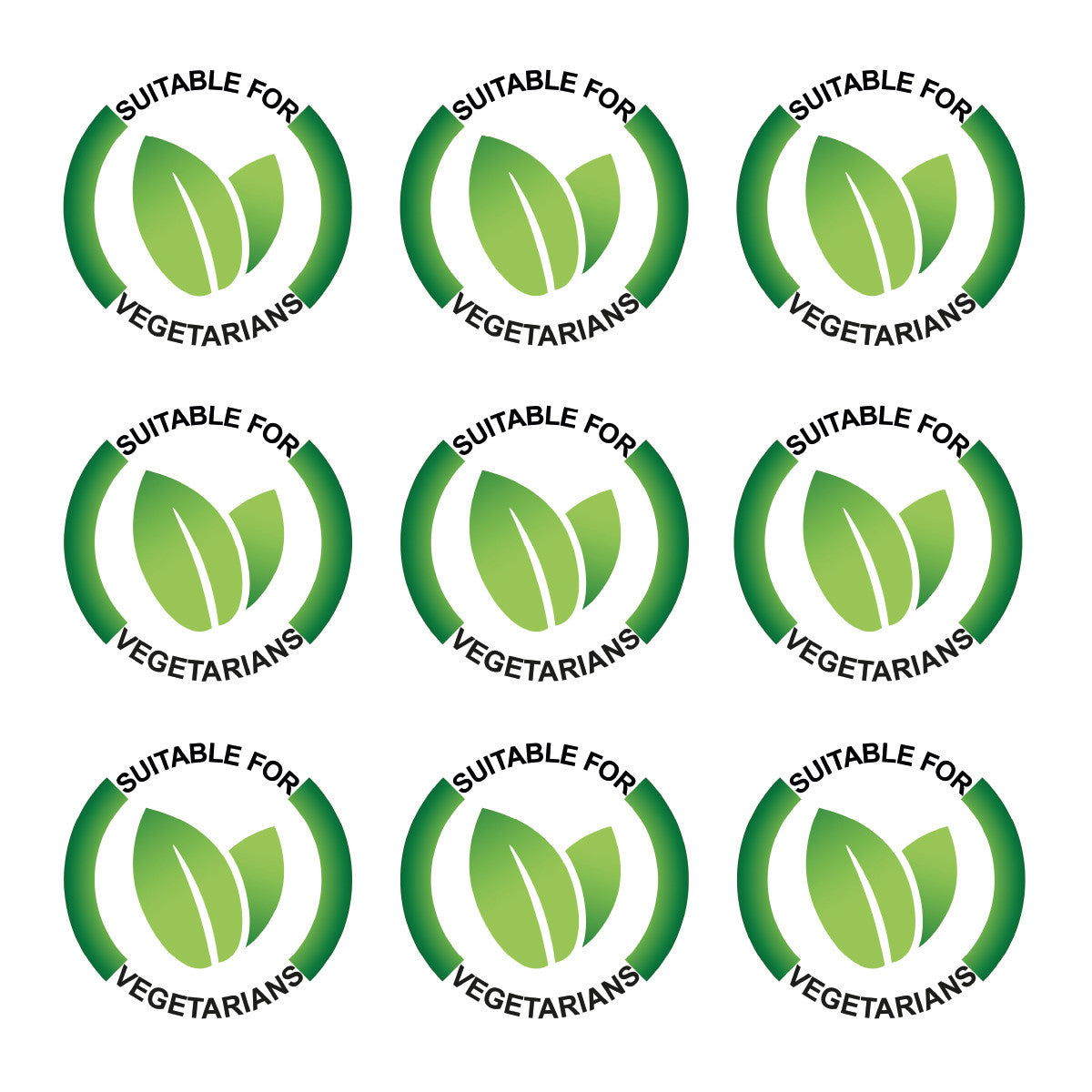 Sticker Stocker - 144 Suitable For Vegetarians - 30mm - Glossy Food Label Stickers