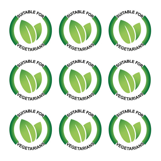 Sticker Stocker - 144 Suitable For Vegetarians - 30mm - Glossy Food Label Stickers