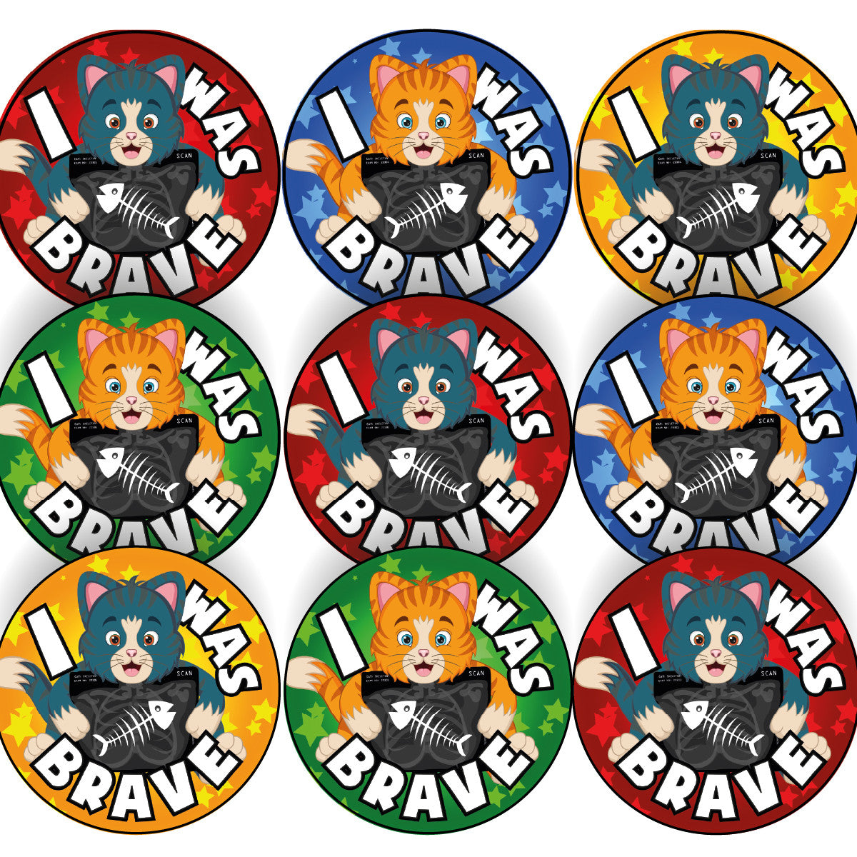 Sticker Stocker - 144 Cat Scan X-Ray Bravery Award 30 mm Reward Stickers for Nurses, Doctors or Dentists
