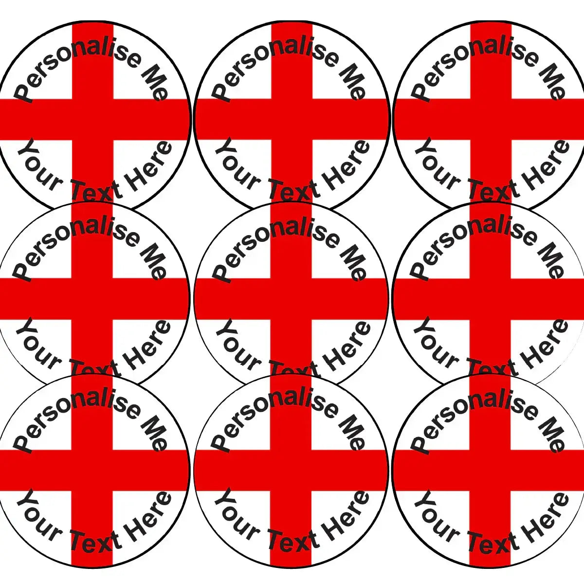 Personalised England flag reward stickers with customizable text, arranged in a grid.