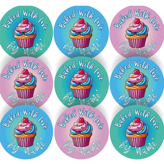 144 Personalised Baked With Love 30mm Reward Stickers for School Teachers, Parents and Nursery