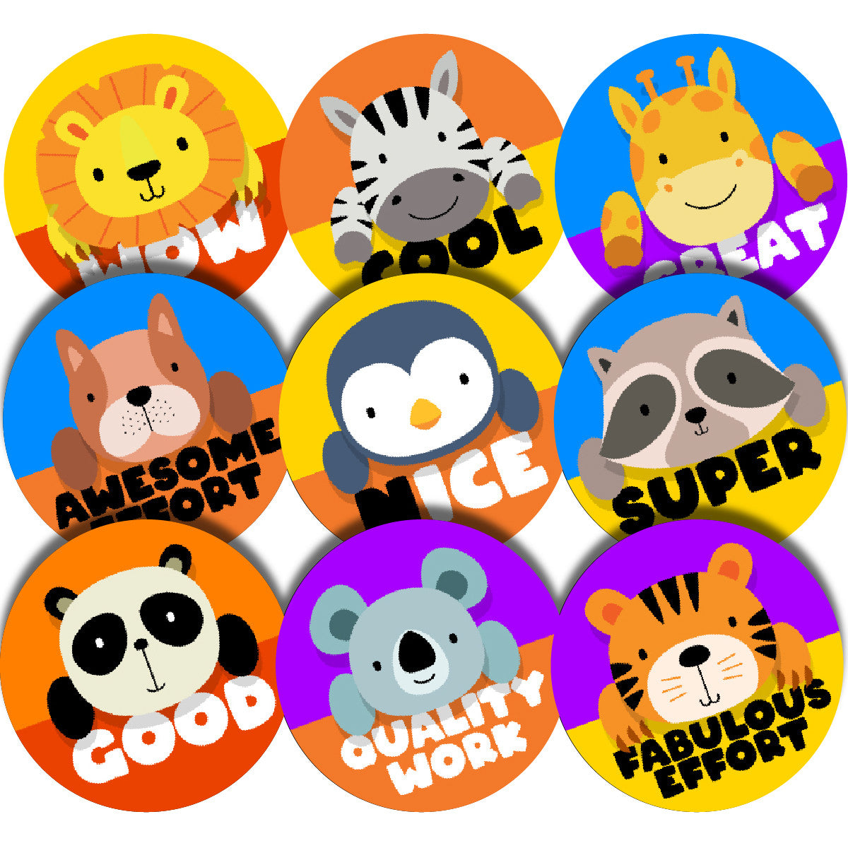 Sticker Stocker - 144 Animal Praise Words Rewards 30mm Glossy Stickers