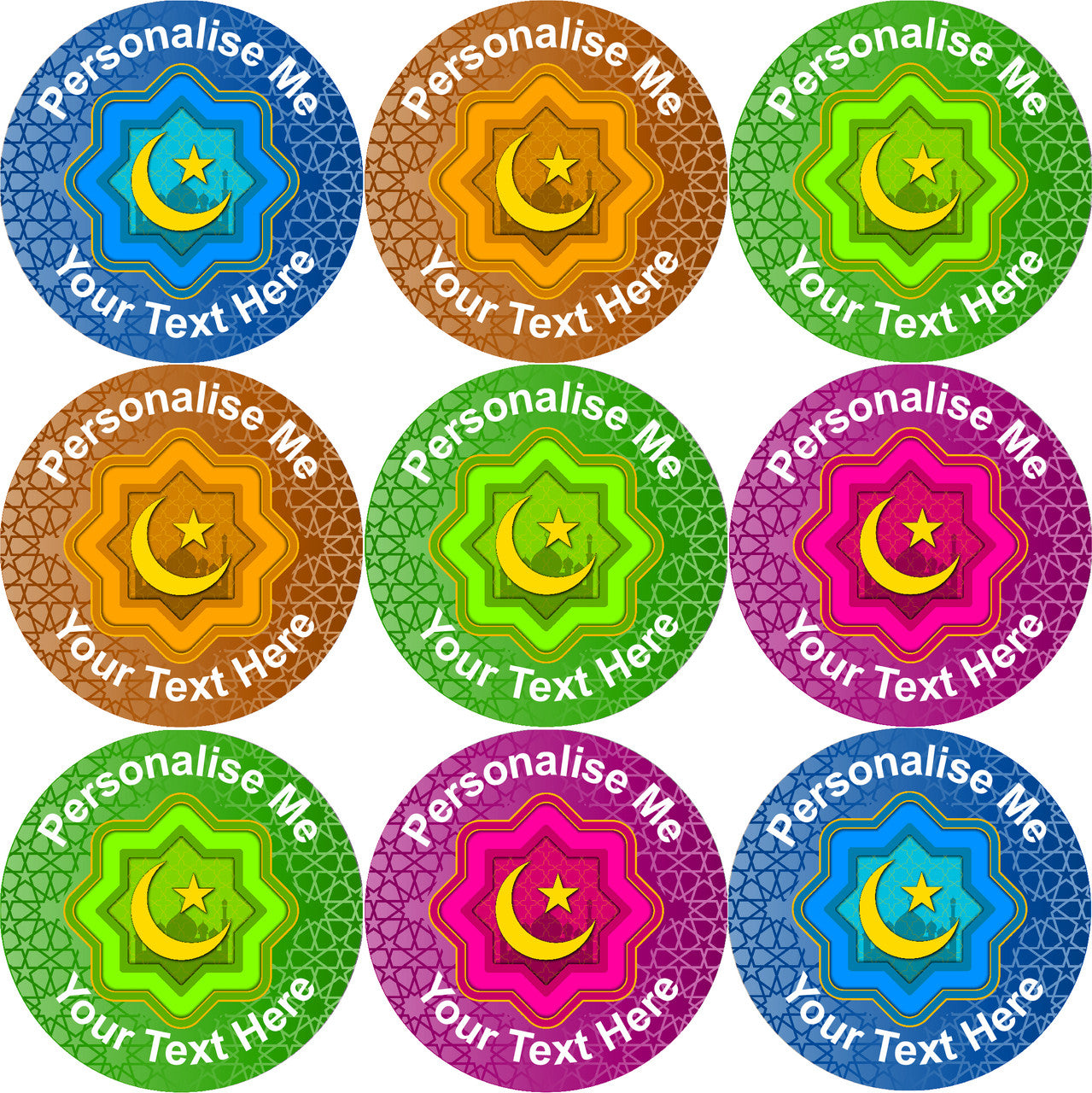 Sticker Stocker - 144 Personalised Islamic Crescent Stars 30mm Reward Stickers for School Teachers, Parents and Nursery