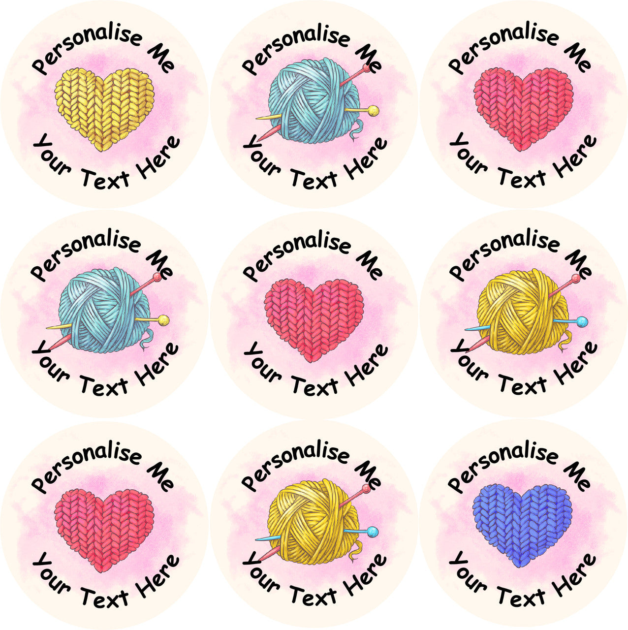 Sticker Stocker - 144 Personalised Knitted Wool 30mm Reward Stickers for School Teachers, Parents and Nursery
