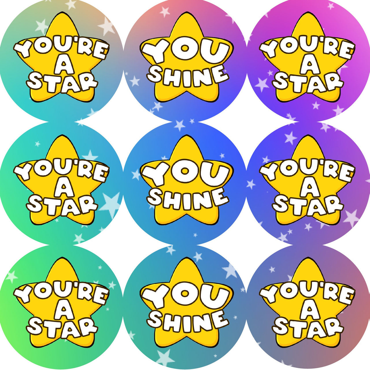 Sticker Stocker - 144 Star Shine 30mm Stickers Glossy Reward Stickers for School Teachers, Parents and Nursery