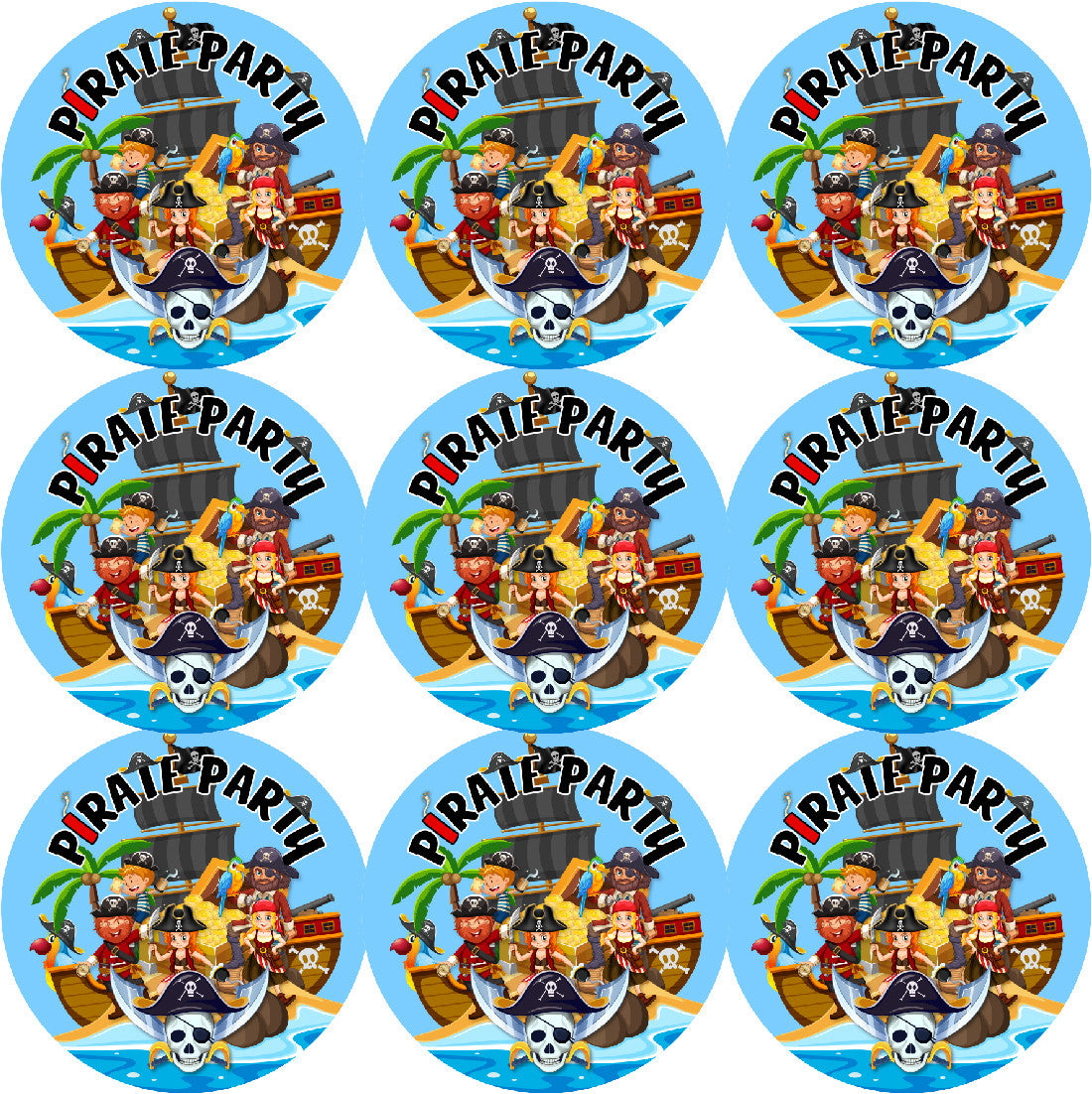 Sticker Stocker - 72 Pirate Party 45mm Stickers Glossy Reward Stickers