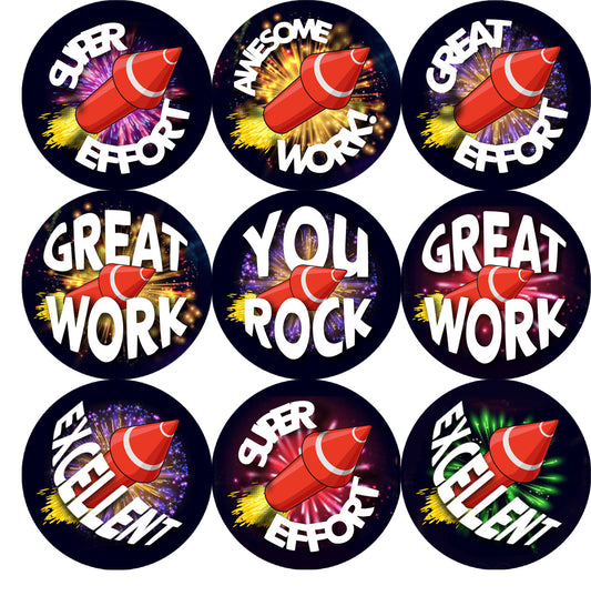 Sticker Stocker - 144 Firework Praise 30mm Stickers Glossy Reward Stickers