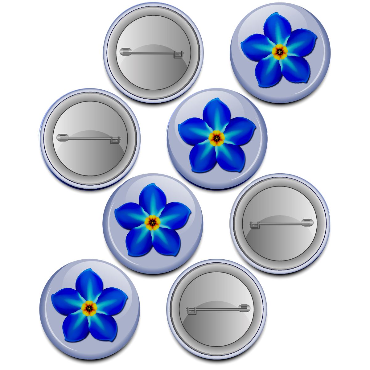 Forget Me Not Alzheimer's Dementia Awareness Badge 38mm (Pack of 20 Pin Badges - 38mm)