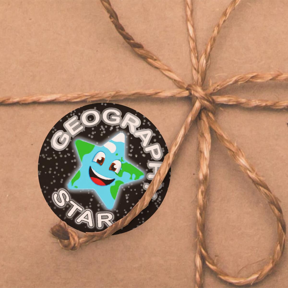 144 Star Geography - 30mm - Glossy Reward Stickers for Teachers & Parents