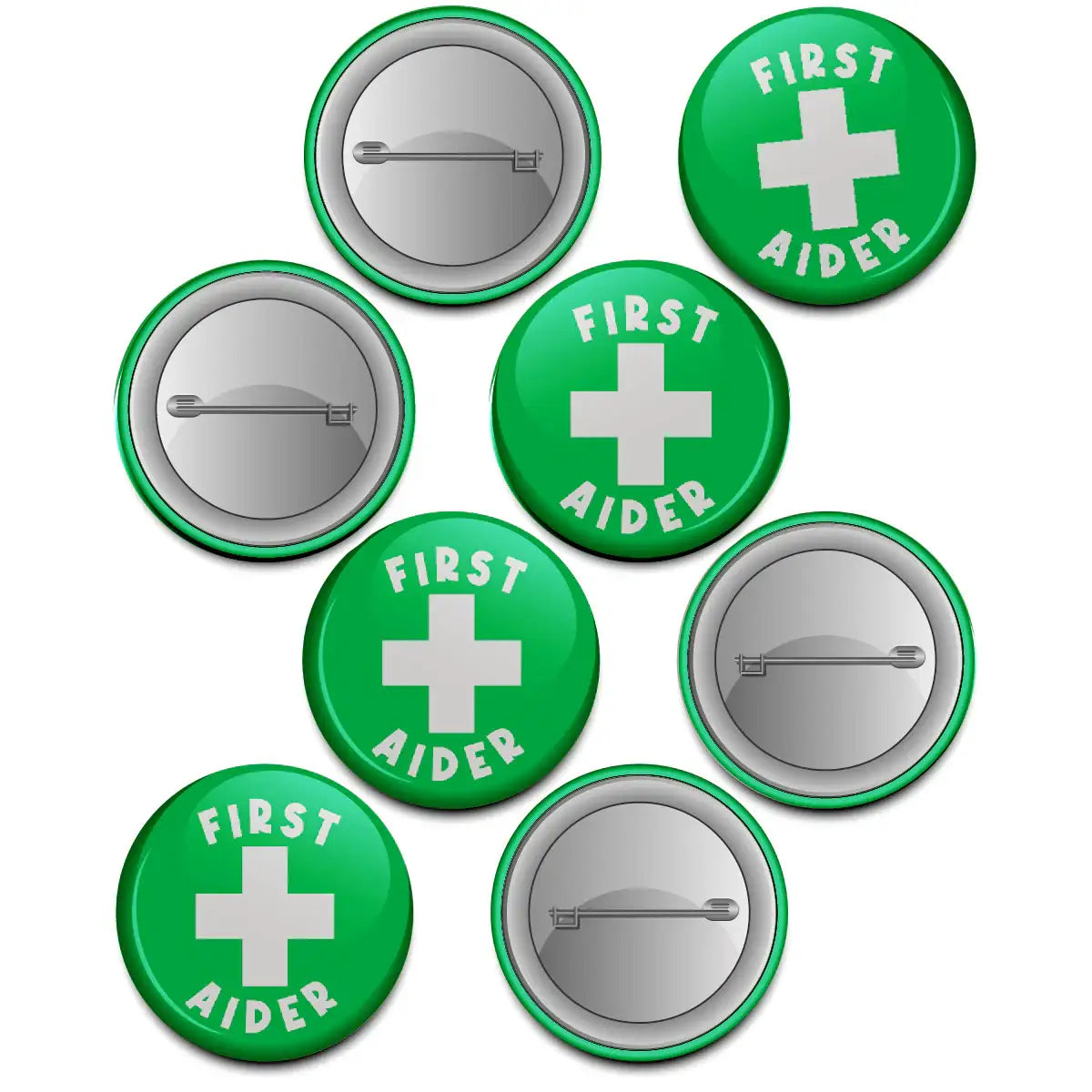 20 x First Aider Button Badges (Pack of 20 Pin Badges - 38mm)