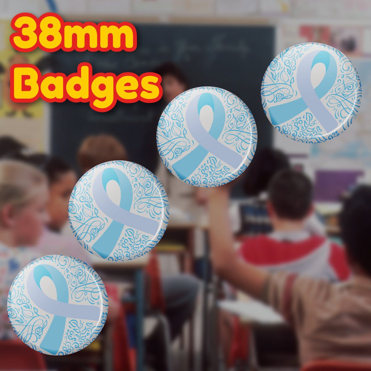 20 x Prostate Cancer Awareness Button Badges (Pack of 20 Pin Badges - 38mm)