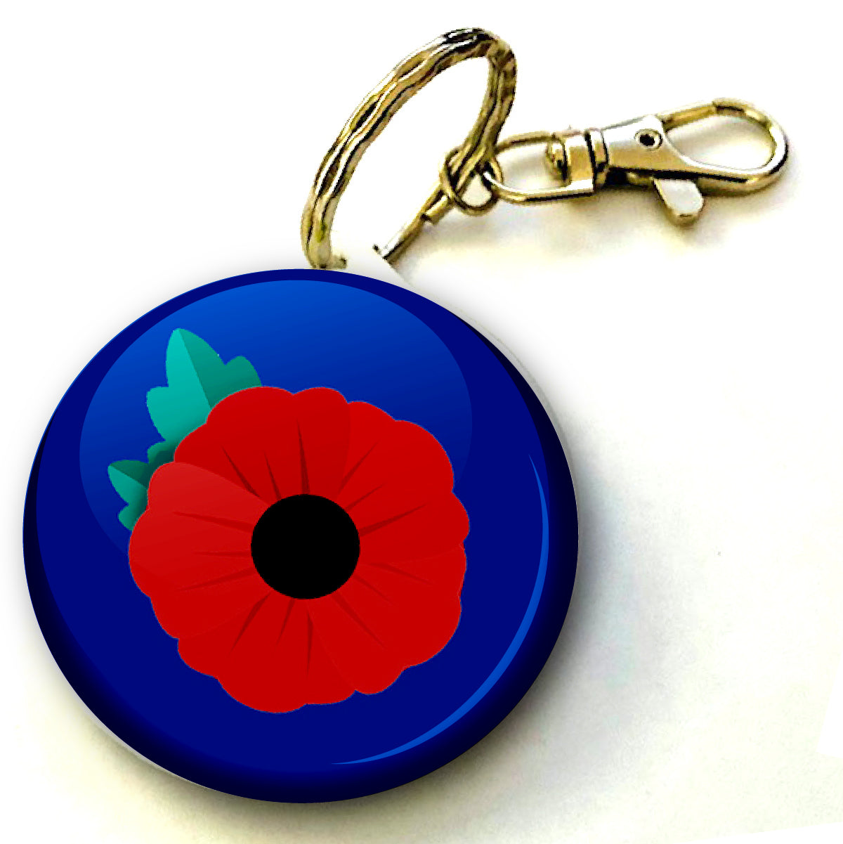 Poppy Flower Keyring 38mm  (Pack of 8 Key Rings - 38mm)