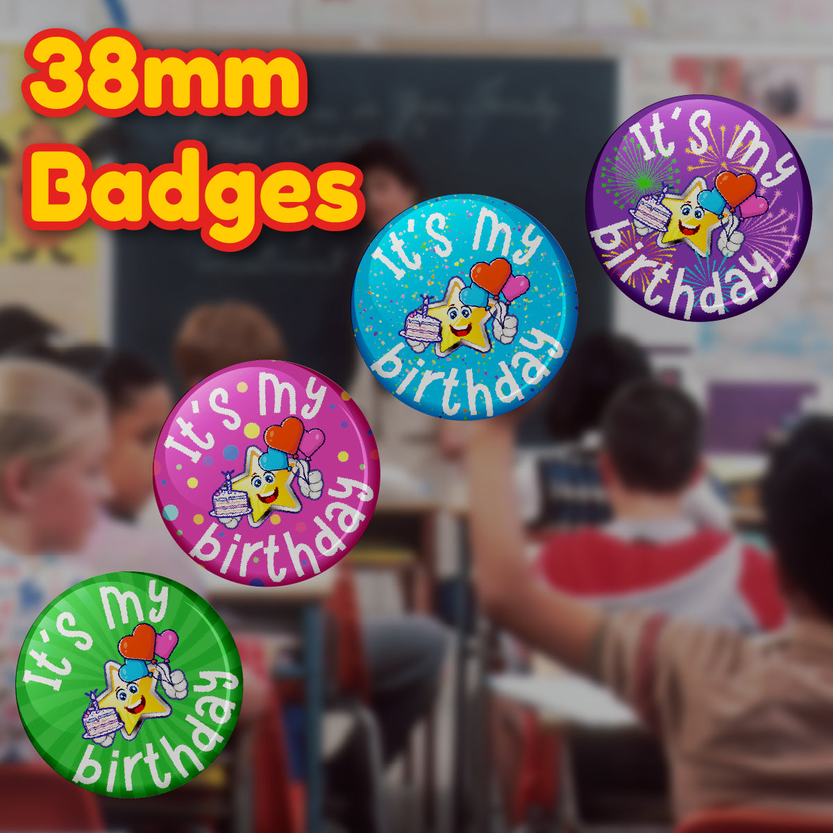 20 x It's My Birthday Button Badges (Pack of 20 Pin Badges - 38mm)