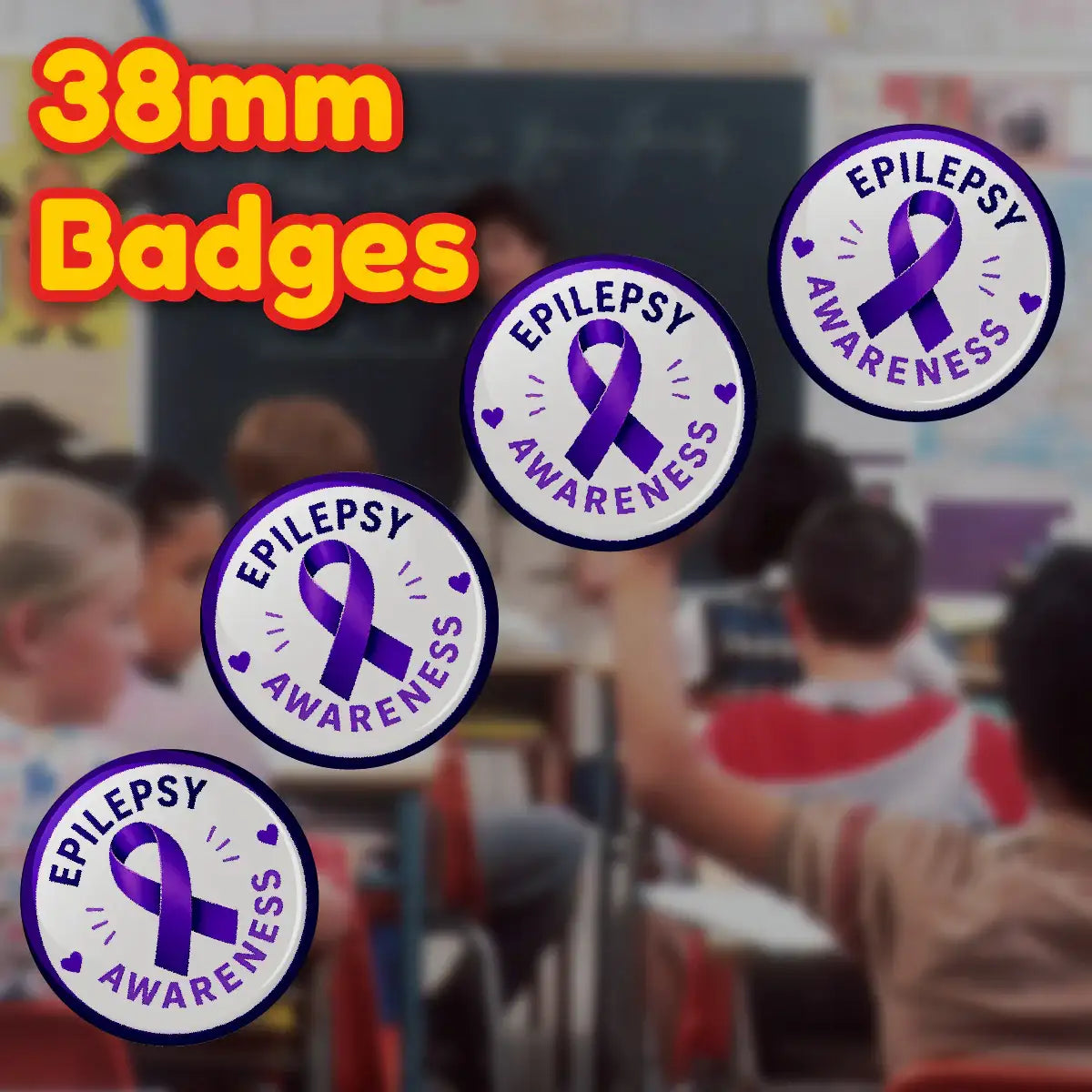 20 x Epilepsy Awareness Button Badges (Pack of 20 Pin Badges - 38mm)