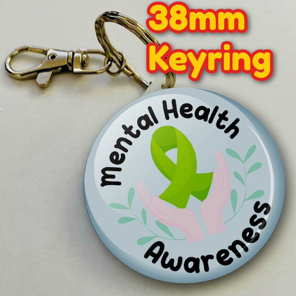 Mental Health Awareness Keyring 38mm (Pack of 8 Key Rings - 38mm)