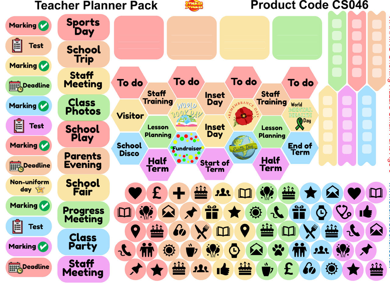 672 Teacher Planner Stickers, Daily Routine Organiser Journal Stickers