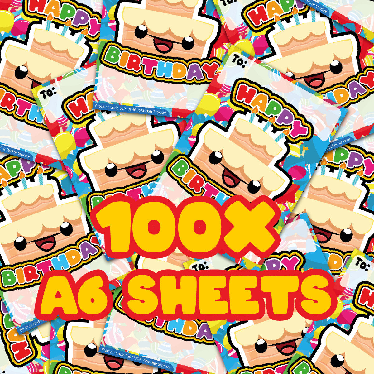 Sticker Stocker - A6 Praise Note Pad 100 Sheet Incentive Chart Rewards - Happy Birthday Cake