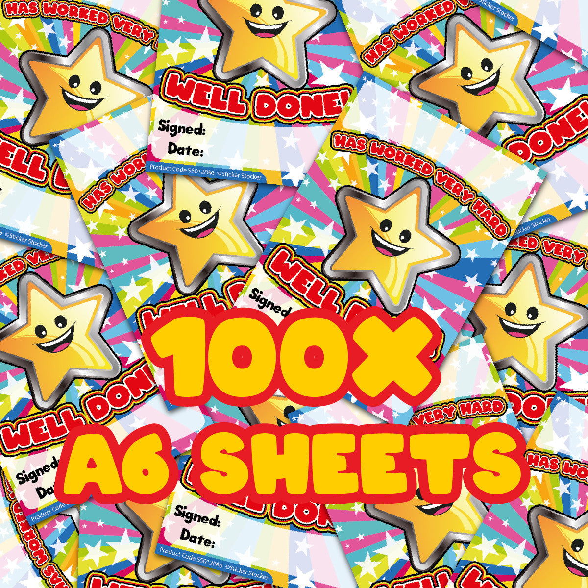 Sticker Stocker - A6 Praise Note Pad 100 Sheet Incentive Chart Rewards - Well Done Star Burst