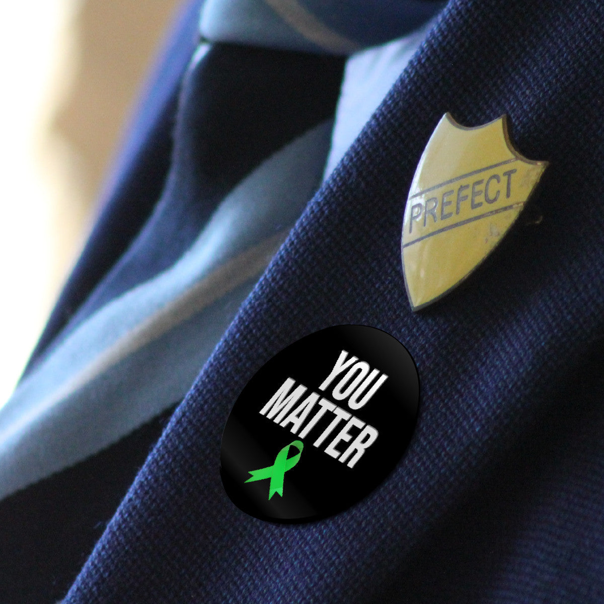 Mental Health You Matter Green Ribbon Suicide Awareness Button Badges (Pack of 20 Pin Badges - 38mm)