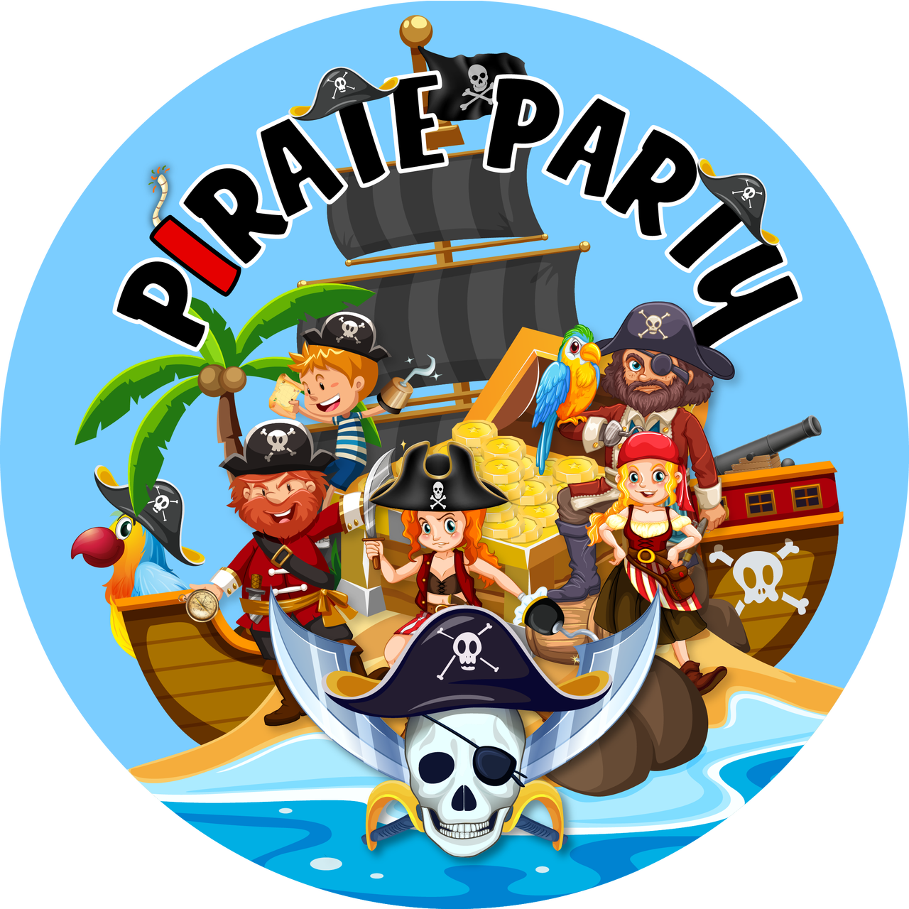 Sticker Stocker - 72 Pirate Party 45mm Stickers Glossy Reward Stickers