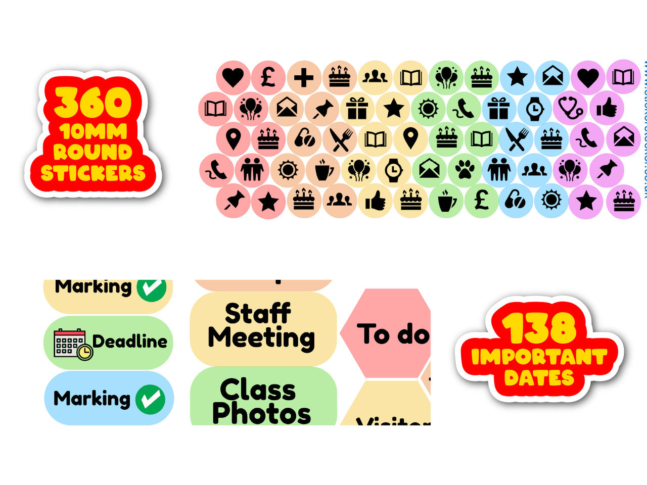 672 Teacher Planner Stickers, Daily Routine Organiser Journal Stickers